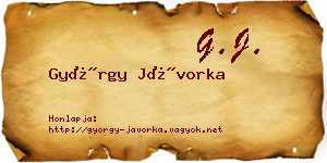 György Jávorka névjegykártya